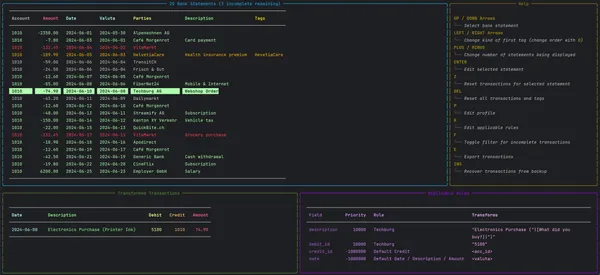 Screenshot of the Adaptive Accountant terminal-based GUI.